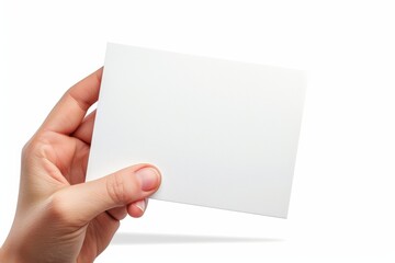Obraz premium Blank White Card Mockup on Hand created with Generative AI