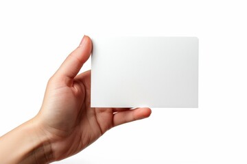 Obraz premium Blank White Card Mockup on Hand created with Generative AI