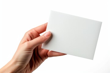 Fototapeta premium Blank White Card Mockup on Hand created with Generative AI