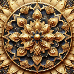Fototapeta premium Opulent Mandalas: Three-Dimensional Designs with Golden Touches