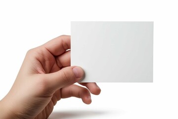 Fototapeta premium Blank White Card Mockup on Hand created with Generative AI