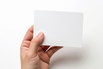Obraz premium Blank White Card Mockup on Hand created with Generative AI