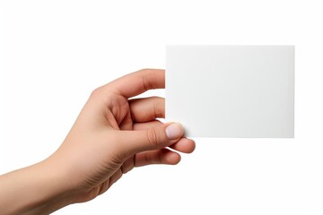 Fototapeta premium Blank White Card Mockup on Hand created with Generative AI