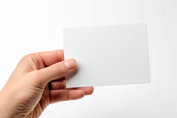 Fototapeta premium Blank White Card Mockup on Hand created with Generative AI