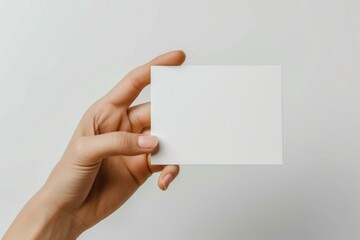 Obraz premium Blank White Card Mockup on Hand created with Generative AI