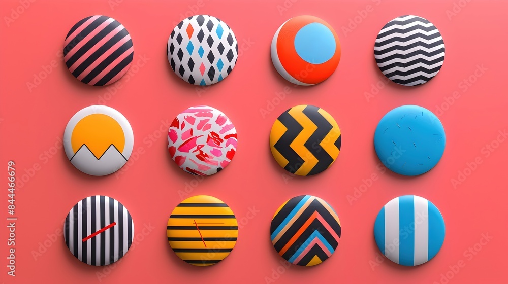 Canvas Prints Vibrant Geometric Badges and Stickers with Minimalist Patterns and Sleek Digital Design