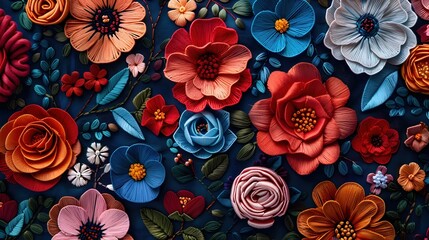 Vibrant Floral Embroidery Patterns Adorning a Cozy Interior with a Cinematic,Photographic Style