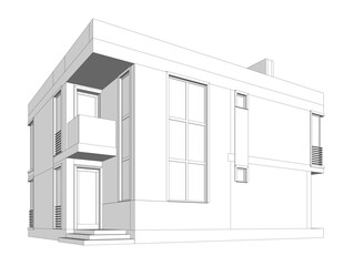 house building sketch architecture 3d illustration