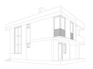 house building sketch architecture 3d illustration