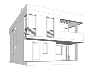 house building sketch architecture 3d illustration