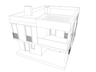house building sketch architecture 3d illustration