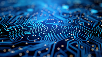 futuristic electronic circuit board with Glowing light background