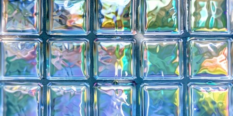 Corrugated square glass texture, Patterned glass texture background. Light reflection displacement texture with fluted color light effect. Reflected, modern home decor interior.