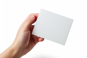 Fototapeta premium Blank White Card Mockup on Hand created with Generative AI