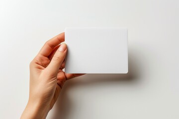 Blank White Card Mockup on Hand created with Generative AI