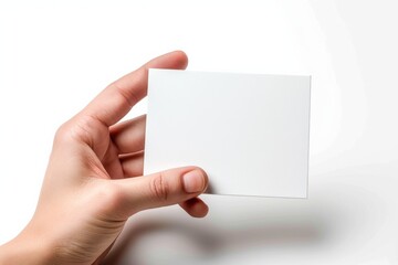 Obraz premium Blank White Card Mockup on Hand created with Generative AI