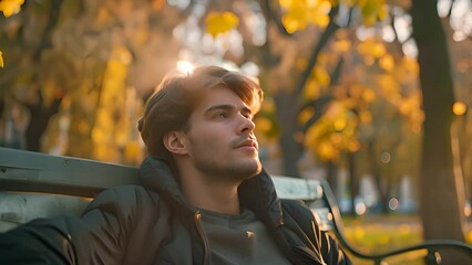 Pensive Man Sitting on Park Bench with Ai generated.

 - Powered by Adobe