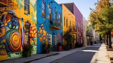 Colorful houses in San Jose, CA, USA