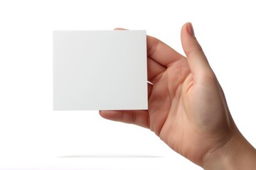 Obraz premium Blank White Card Mockup on Hand created with Generative AI