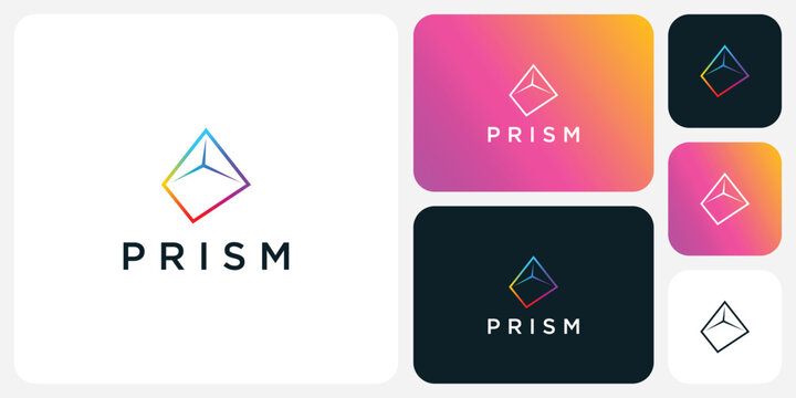 Colorful prism outline vector logo design with modern, simple, clean and abstract style.