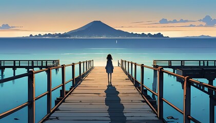 Obraz premium Looking into the distance from the pier