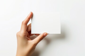 Obraz premium Blank White Card Mockup on Hand created with Generative AI
