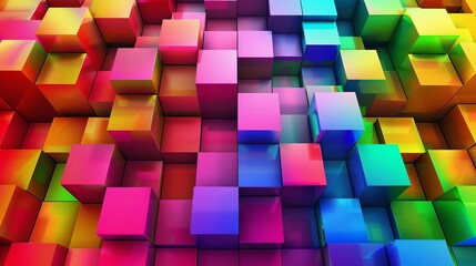 Abstract background with colorful cubes in the style of digital art