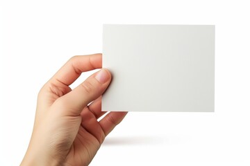 Fototapeta premium Blank White Card Mockup on Hand created with Generative AI