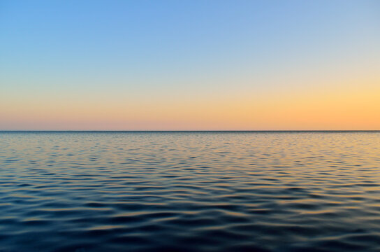 Panorama of sea waves on the background of dawn