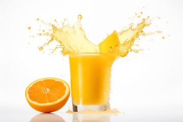 orange juice on isolated white background