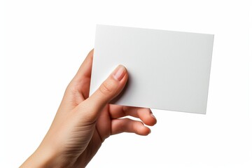Fototapeta premium Blank White Card Mockup on Hand created with Generative AI