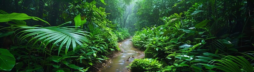 Obraz premium Exploring the Amazon Rainforest, lush greenery, exotic wildlife