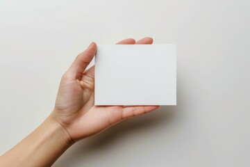 Blank White Card Mockup on Hand created with Generative AI