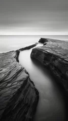 Fototapeten Long exposure of a seaside landscape in black and white. © AIExplosion