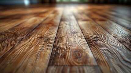 Close-up view of polished wooden floor with rich textures and natural patterns, perfect for interior design and home decor projects.