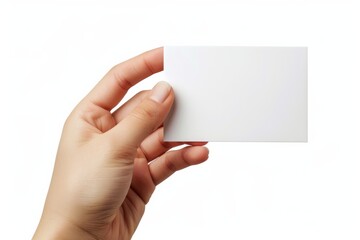 Fototapeta premium Blank White Card Mockup on Hand created with Generative AI