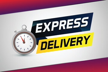 Express delivery word concept vector illustration with stopwatch style for use landing page, template, ui, web, mobile app, poster, banner, flyer, background, gift card, coupon, label

