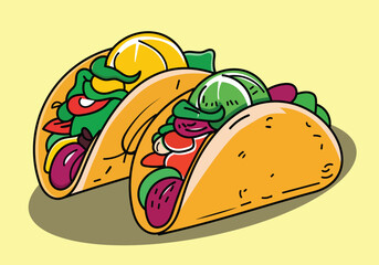 Tacos mexicun fast food vector illustration isolate in white background.