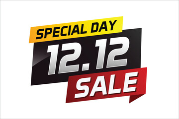 12.12 Special day sale word concept vector illustration with ribbon and 3d style for use landing page, template, ui, web, mobile app, poster, banner, flyer, background, gift card, coupon

