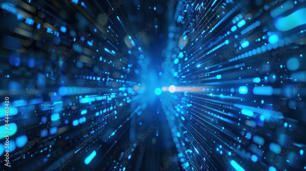 Poster capture the essence of innovation with a photo of a dynamic blue technology background enhanced by m