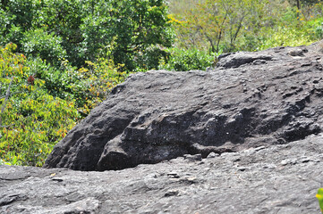The rocks unique shape is due to erosion that occurred 150 million years ago during the Jurassic age, when the whole mountain was under sea water. Ubon Ratchatani, Thailand.