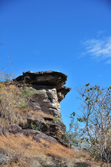 The rocks unique shape is due to erosion that occurred 150 million years ago during the Jurassic age, when the whole mountain was under sea water. Ubon Ratchatani, Thailand.