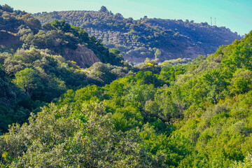 Fototapeta premium Beautiful landscape of Sierra Madrona, Environmental Education, Fuencaliente, Ciudad Real province, Spain