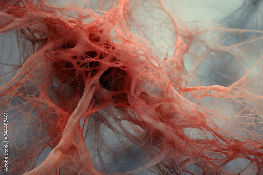Poster intricate and detailed abstract organic network structure with neuronal and cellular connections in 