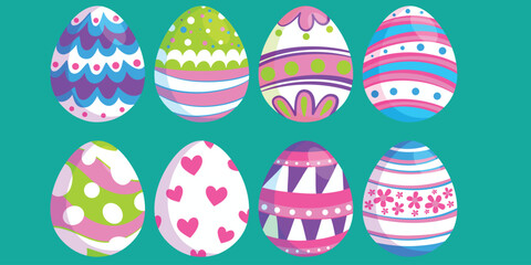 Art & Illustration easter, egg, holiday, vector, set, pattern, spring, decoration, eggs, illustration, design, flower, symbol, colorful, celebration, collection, art, ornament, greeting, season, color
