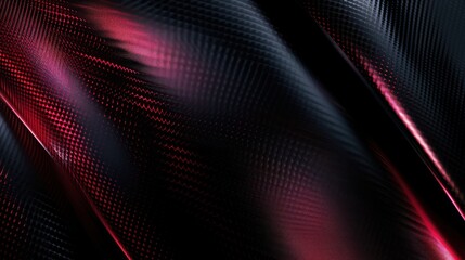 Capture the allure of contemporary design with a photo showcasing abstract red and black light patterns against a gradient backdrop, against a dark and sleek metal-textured surface.