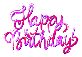 Obraz premium Pink text sign happy birthday hand drawn head font on the transparent background for celebrating or inviting party