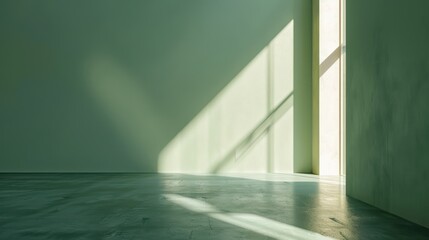 Obraz premium Generate an inviting image showcasing the understated elegance of a light green room, where the interplay of light and shadow lends a sense of warmth and intimacy. 