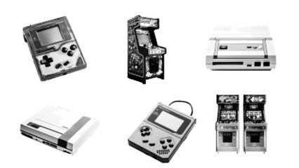 Retro concept elements with a grain halftone effect.