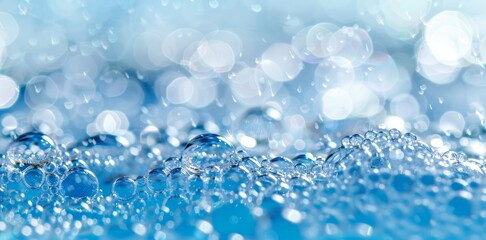 A close-up photo of water bubbles shimmering in the sunlight